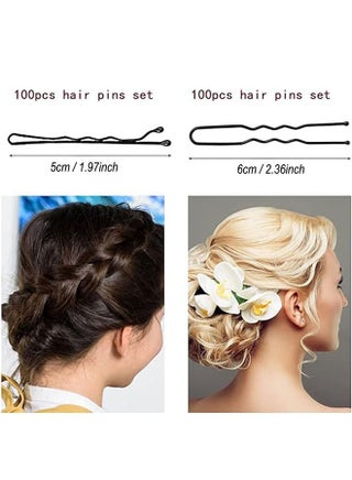 200Pcs Hair Pins Kit, Bobby Pins & U Shaped Pins Bun Hair Pins Gifts for Women Girls with Storage Box Wedding Hairstyles (Black) - view 3