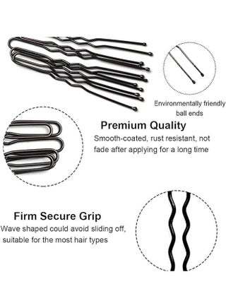200Pcs Hair Pins Kit, Bobby Pins & U Shaped Pins Bun Hair Pins Gifts for Women Girls with Storage Box Wedding Hairstyles (Black) - view 2