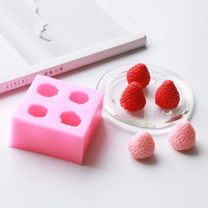 HengKe 2 Pieces 3D Strawberry Silicone Mold,Food Grade Safety Silicon Materials for Baking Mousse Dessert Molds Ice Cube Jello Cake Chocolate Truffle Mold Pastry Fruit Shape Ice Cream Mould - Image 3