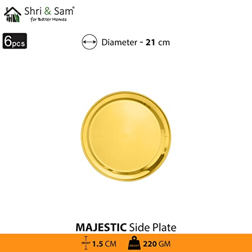 Shri & Sam Stainless Steel Gold Side Plate with PVD Coating, Majestic, 6 Pieces - Image 2