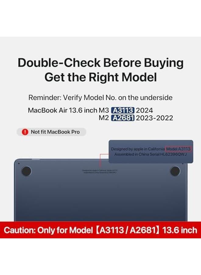 erorex Compatible For Macbook Air 13.6 Inch Case M3 M2 2024 2022 Release Model A3113 A2681 Sturdy Protective Plastic Hard Shell Case Cover For Macbook Air M2 13 Inch Case Midnight - Image 2