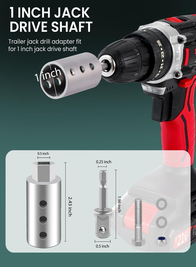 HORTHERO Stainless Steel Trailer Jack Drill Adapter Fits Cordless Drill, 1/2" to 1" Socket Adapter Compatible with Any 1" Drive on Trailer Jack - Image 3