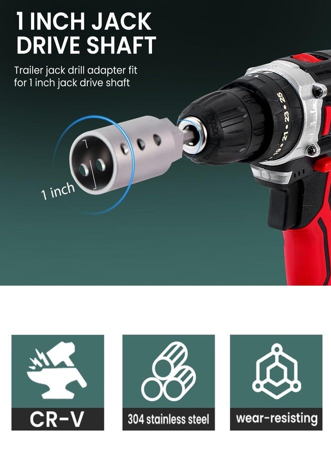 HORTHERO Stainless Steel Trailer Jack Drill Adapter Fits Cordless Drill, 1/2" to 1" Socket Adapter Compatible with Any 1" Drive on Trailer Jack - Image 4