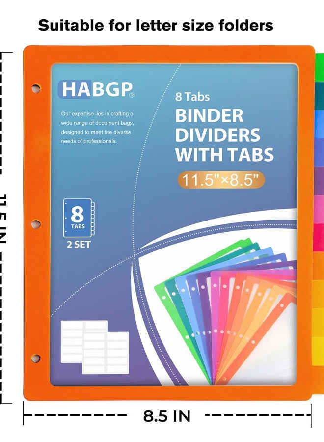 HABGP 3 Ring Binder Dividers, 12-Tab Plastic Clear Binder Dividers, Multicolor Monthly Dividers, Letter Size File Organizer 3 Hole Punch, 2 Set 24 Pcs Write On Tabs for Notebook - Image 3
