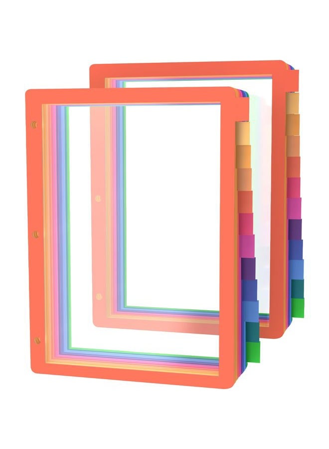 HABGP 3 Ring Binder Dividers, 12-Tab Plastic Clear Binder Dividers, Multicolor Monthly Dividers, Letter Size File Organizer 3 Hole Punch, 2 Set 24 Pcs Write On Tabs for Notebook - Image 1