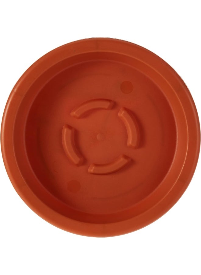 Cosmoplast Cosmoplast Pot Woodgrain With Tray 14 Inch Terracotta  - Image 2