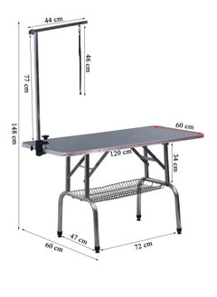 NNC PETS Adjustable grooming table for Home or Beauty salon, Durable material, Mesh tray, and Anti-slip Countertop, Pet grooming station for Bathing, Drying and Trimming Nails, Foldable design, 184 cm (Black)  - Image 2