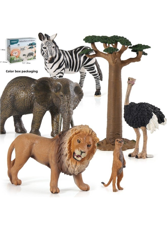 Animal Model Special For Teaching And Education Animal Model Kangaroo Elephant Lion Tiger Deer Ostrich Wolf-Color:6 Types Of Gift Box Sets  - Image 1