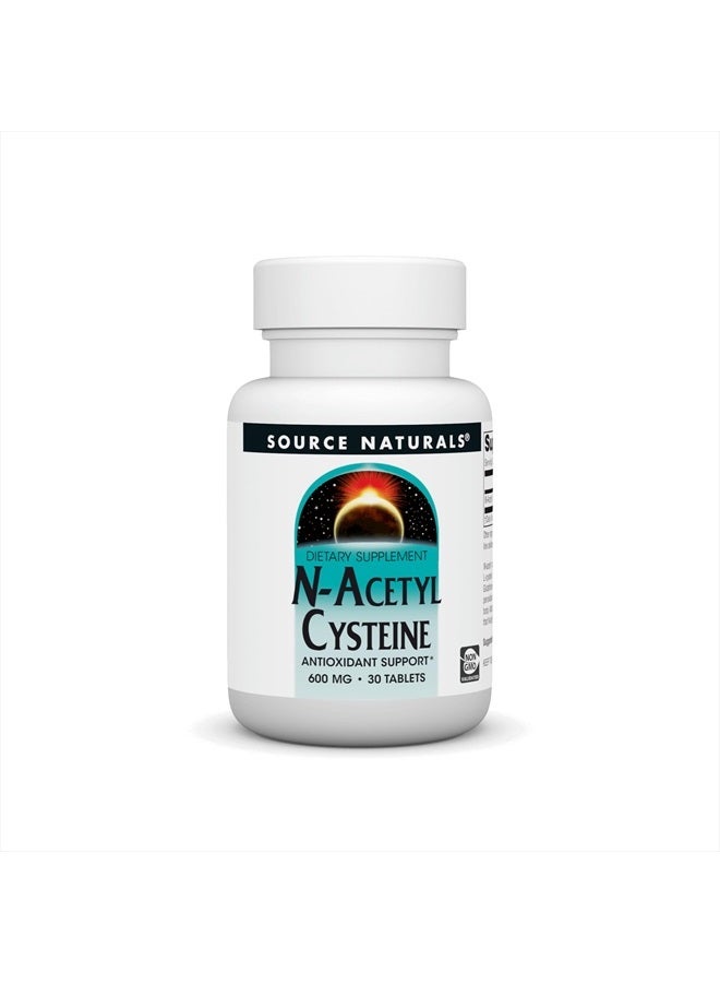 Source Naturals دعم مضادات الأكسدة N-أسيتيل سيستين 600 ملغ مكمل غذائي يدعم صحة الجهاز التنفسي* - 30 قرص - Image 1