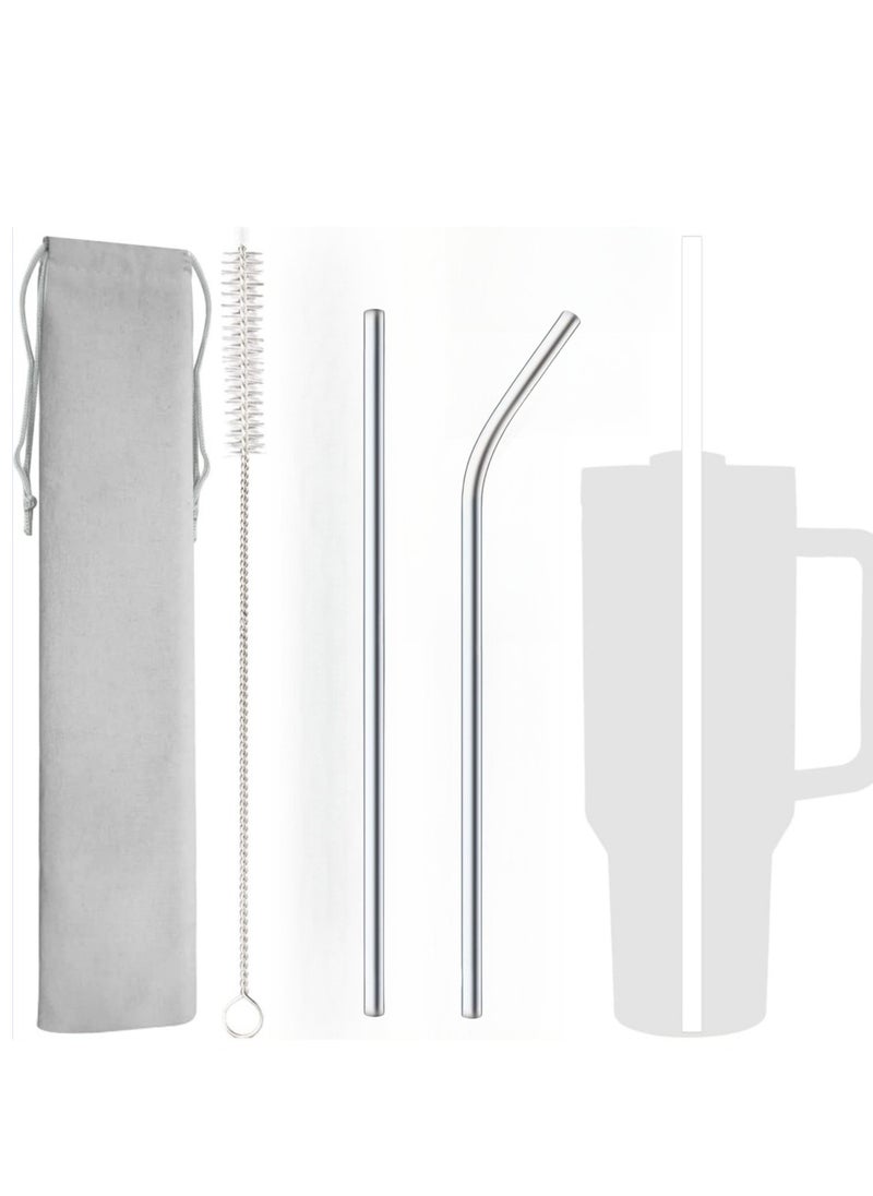 Generic - 2 Pack Stainless Steel Straw Replacement 40 oz for Stanley Adventure Travel Tumbler, Reusable Straws with Cleaning Brush Compatible with Stanley 40oz Stanley Cup Tumbler - Image 1