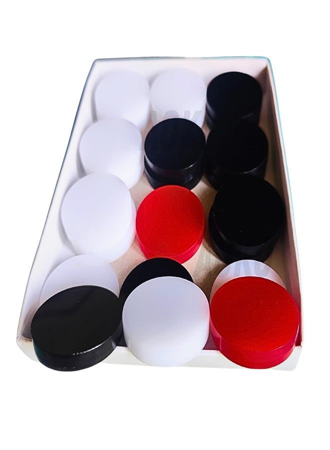 AOKO Premium Acrylic Plastic Carrom Coins for Professionals, Set of 24 |11 White, 11 Black, 2 Red| - Image 1