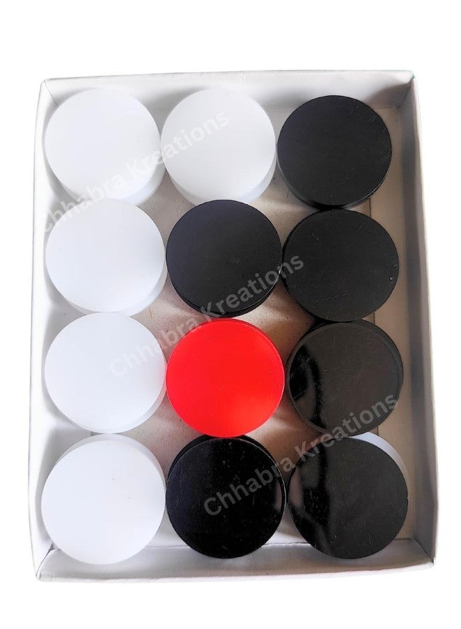 AOKO Premium Acrylic Plastic Carrom Coins for Professionals, Set of 24 |11 White, 11 Black, 2 Red| - Image 2