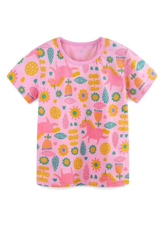 YUNIQEE Pink Printed Short Sleeve Crew Neck T-Shirt