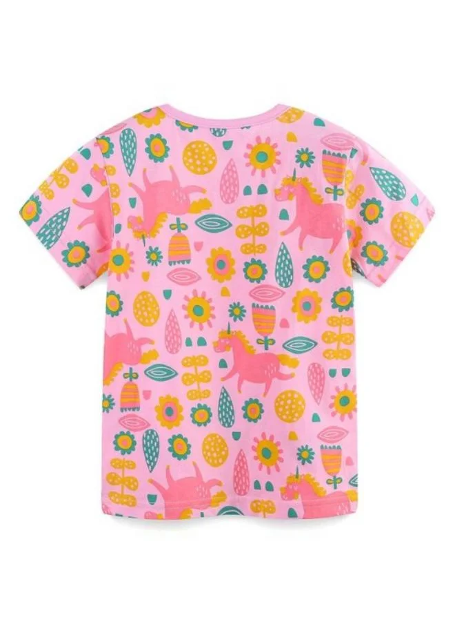 YUNIQEE Pink Printed Short Sleeve Crew Neck T-Shirt