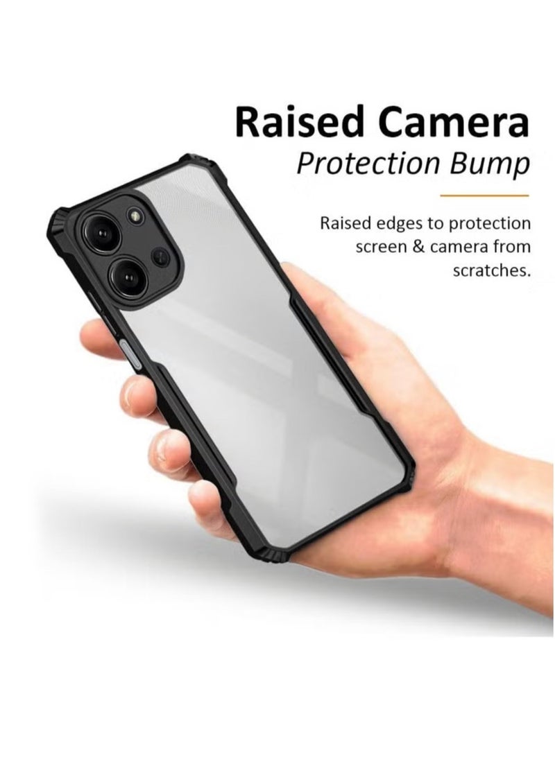 Xundo Clear Case for Xiaomi Redmi 15C 4G | Premium Rugged | Durable Shock-absorbing Frame | Black Border | Thermoplastic Polyurethane | Airbag Anti-drop Protection - Clear - Image 3