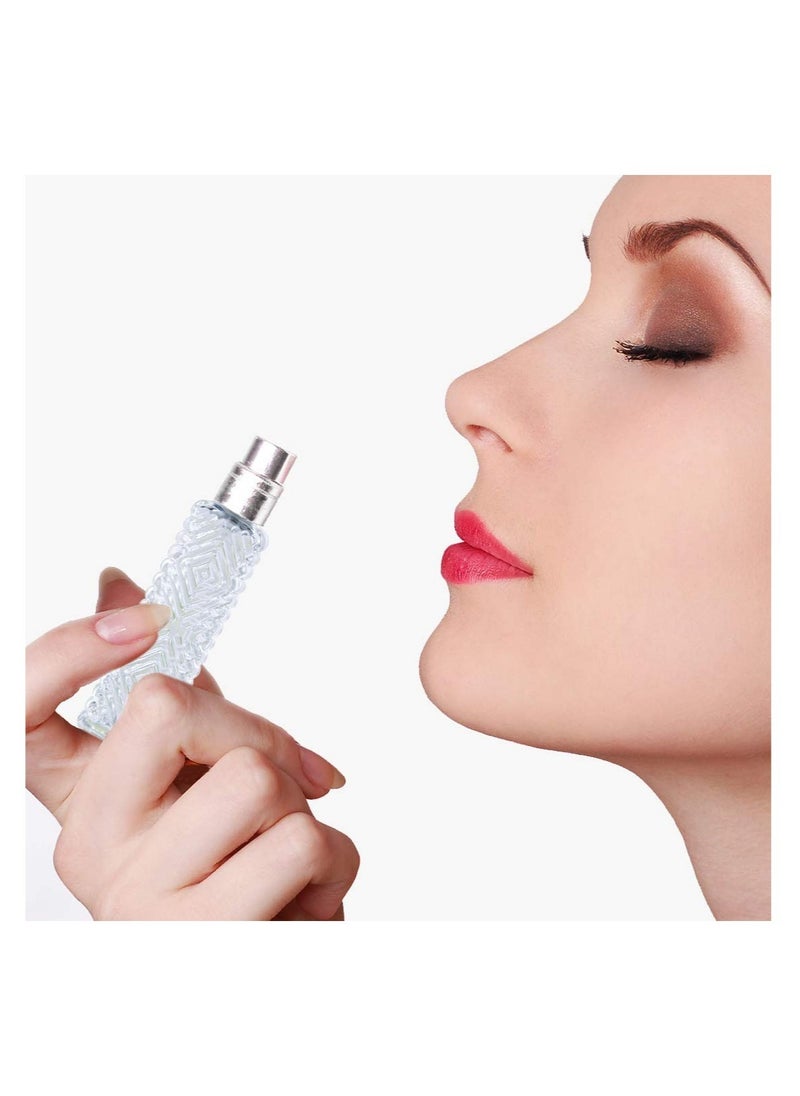 SYOSI - 12Pcs Empty Perfume Atomizer,Engraved Taj Mahal Style Clear Glass Atomizer Spray Bottles Refillable for Essential Oil,Packed with Funnels Pipettes Dispensers - Image 1