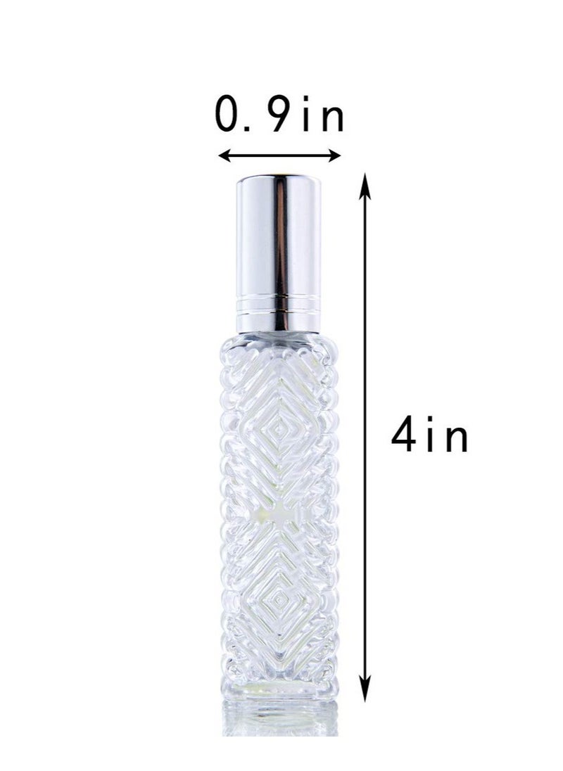 SYOSI - 12Pcs Empty Perfume Atomizer,Engraved Taj Mahal Style Clear Glass Atomizer Spray Bottles Refillable for Essential Oil,Packed with Funnels Pipettes Dispensers - Image 1