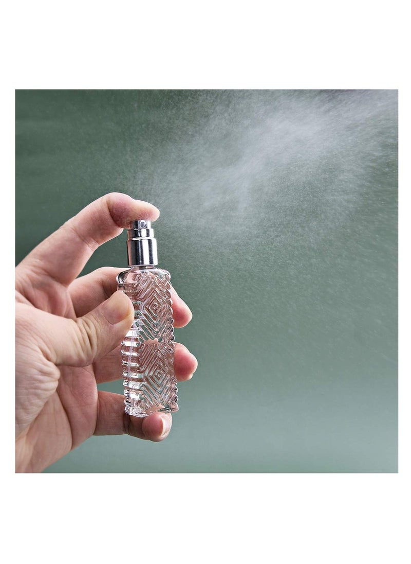 SYOSI - 12Pcs Empty Perfume Atomizer,Engraved Taj Mahal Style Clear Glass Atomizer Spray Bottles Refillable for Essential Oil,Packed with Funnels Pipettes Dispensers - Image 1