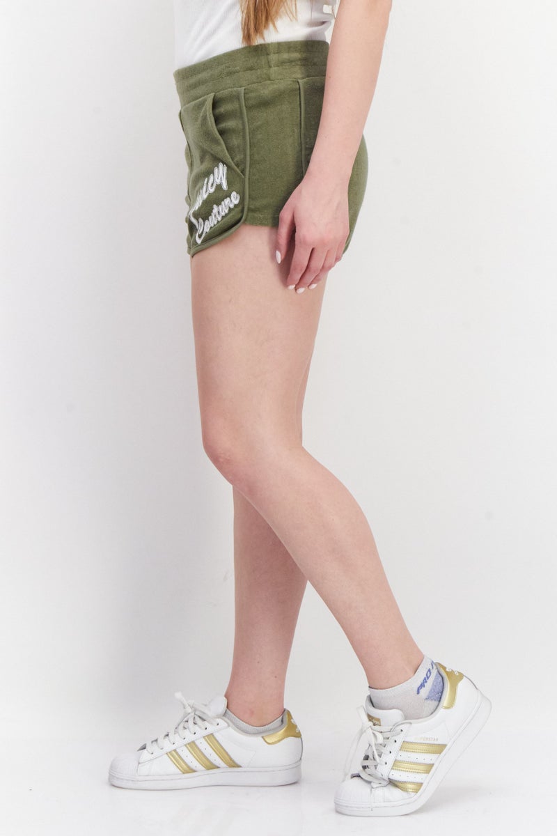 Juicy Couture شورتات نسائية بسحاب بشعار العلامة التجارية، زيتوني - Image 4