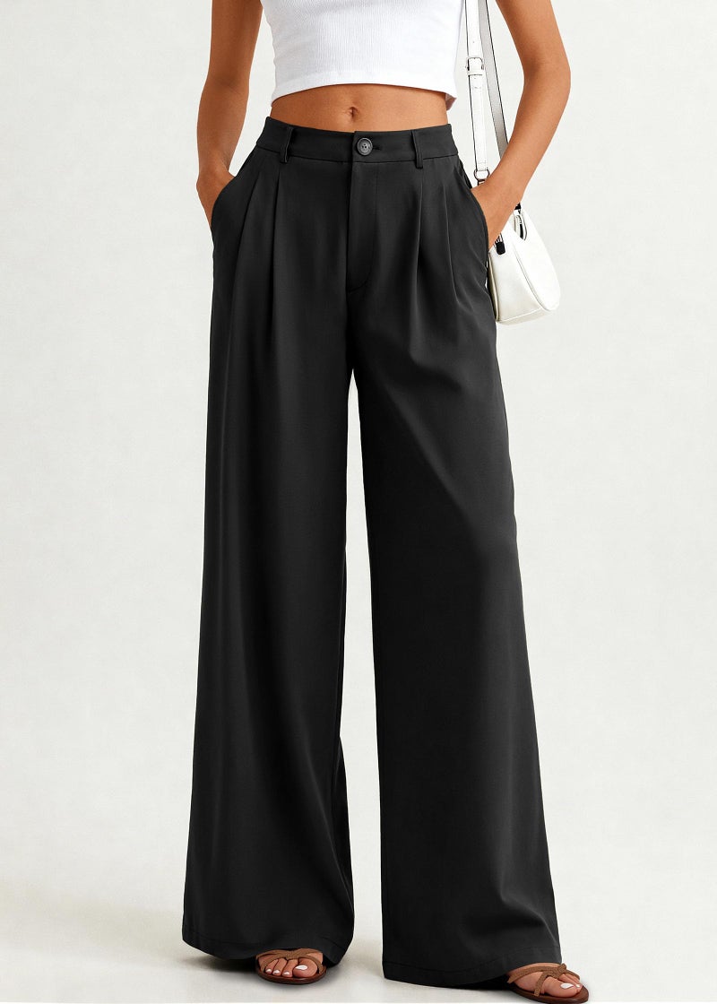 KIRUNDO Dress Pants Women 2026 Summer Polka Dot Palazzo Wide Leg Trousers Flowy Business Casual Slacks for Work with Pockets(Black, Medium) - Image 4