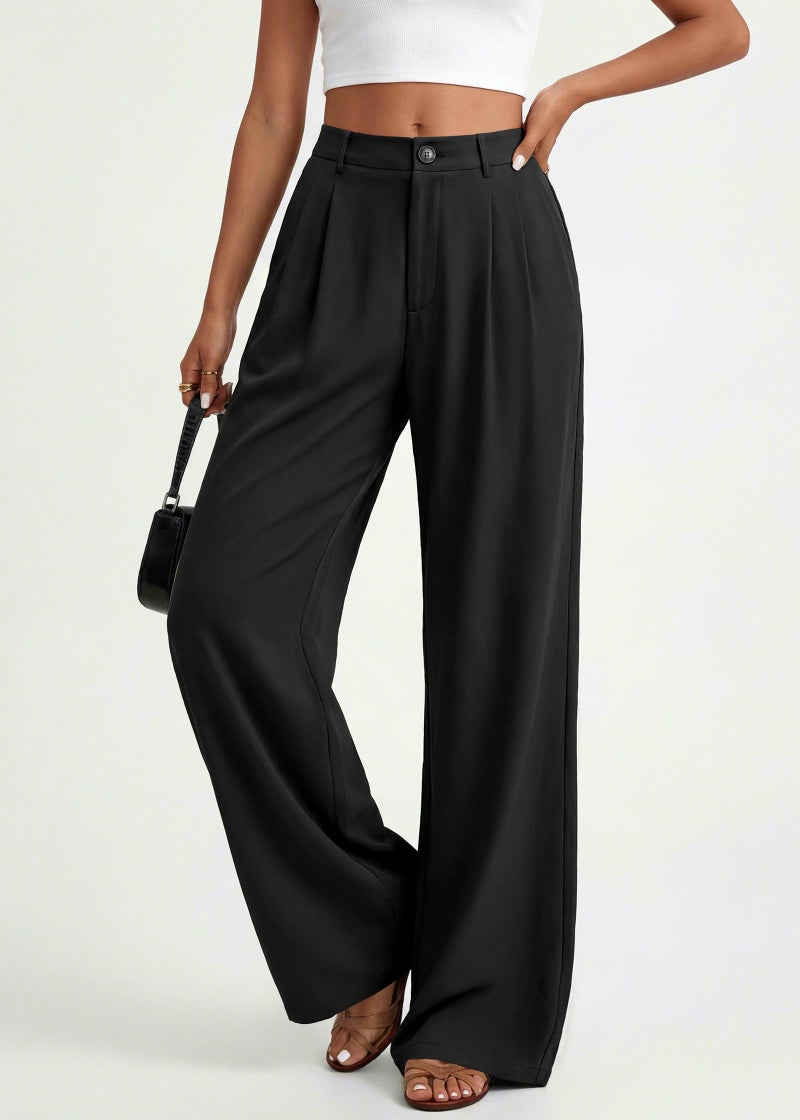 KIRUNDO Dress Pants Women 2026 Summer Polka Dot Palazzo Wide Leg Trousers Flowy Business Casual Slacks for Work with Pockets(Black, Medium) - Image 5