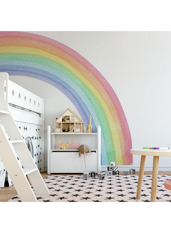 FUNLIFE Fabric Large Rainbow Wall Mural Stickers Peel And Stick, Precut Giant Vibrant Half Watercolor Rainbow Wall Decals For Girls Bedroom Kids Nursery Room Playroom, 78.74" X 70.87" - Image 4