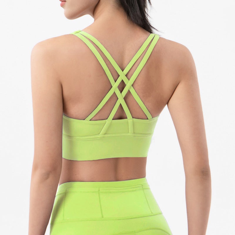 New Lulu Double-Sided Sanding Sports Underwear Cross Back Yoga Vest Gather Shockproof Cloud Feeling Fitness Bra - Image 1