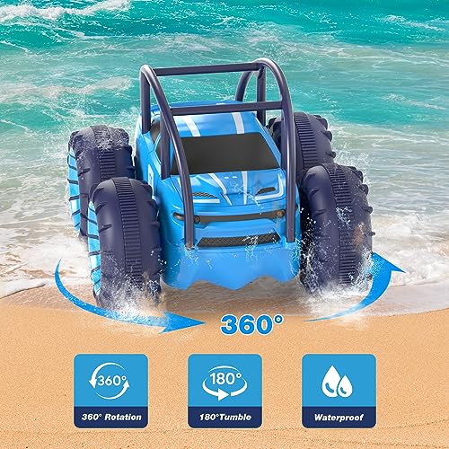 MaxTronic سيارة ماكس ترونيك البرمائية بالتحكم عن بُعد، لعبة سيارات RC قابلة للشحن، 360° تقلبات دوران، متسلق حيل بسرعة 15 كم/س، 4WD لجميع التضاريس، لعبة خارجية وداخلية للأطفال من 3-12 سنة - Image 4