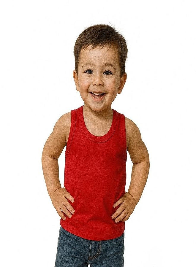 Cortica® Vest Dark Solid Colorful Baniyan Cotton Inner wear for Baby Boys,Baby Girls,Boy's,Girl's,Kids & Infant Sleeveless Undershirts Sando ganji Soft Comfortable Multicolor Pack of 1 - Image 1