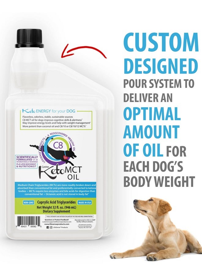 Lifesense - C8 Mct Oil Keto Friendly Sourced From Coconut Oil For Dogs  Human Grade, 32 Oz, Developed In Usa By Phd Nutrition - Image 1