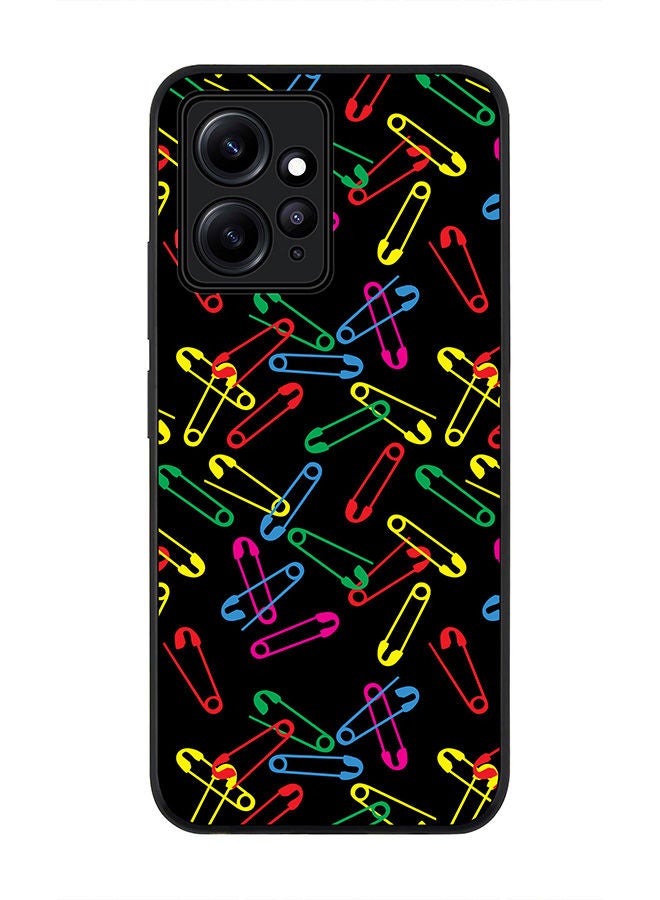 Stylizedd Rugged Black edge case for Redmi Note 12 4G Slim fit Soft Case Flexible Rubber Edges Anti Drop TPU Gel Thin Cover - Safety Pins - Image 1