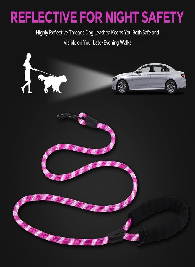 Glohoop Heavy Duty Dog Leash - 4.9 FT for Large and Small Dogs - Strong Nylon, Comfortable Handle, Reflective Stitching - Ideal for Walking, Training, and Outdoor Activities, Hotpink - Image 3