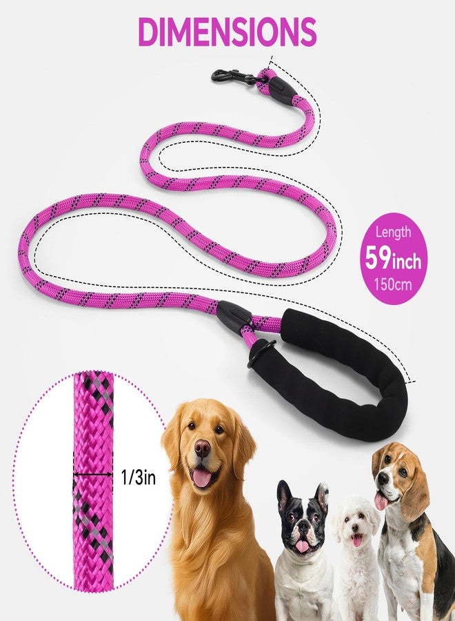 Glohoop Heavy Duty Dog Leash - 4.9 FT for Large and Small Dogs - Strong Nylon, Comfortable Handle, Reflective Stitching - Ideal for Walking, Training, and Outdoor Activities, Hotpink - Image 4
