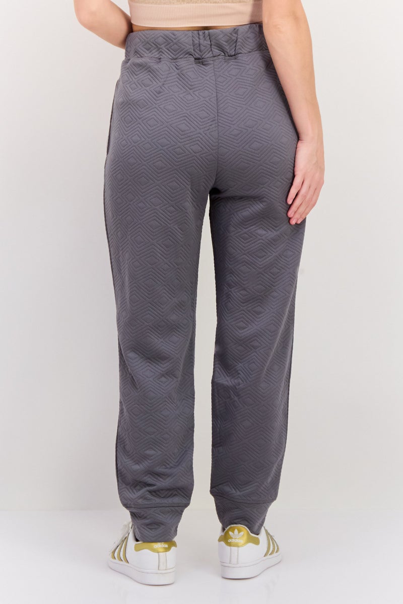 NINE WEST Women Regular Fit Drawstring Diamond Pattern Jogger Pants, Grey - Image 4