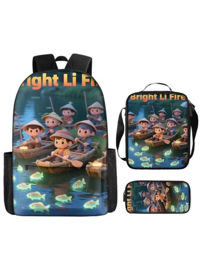 واضح من النار مجموعة من ثلاث قطع من حقائب الرسوم المتحركة، تتعامل بسهولة مع المناسبات المختلفة (الطلاب والأطفال ونزهات الأصدقاء وتسلق الجبال والدراسة وما إلى ذلك) | حقيبة ظهر + حقيبة محمولة باليد + حقيبة قرطاسية | هدايا الموسم المدرسي / العطلات - 71 - Image 2