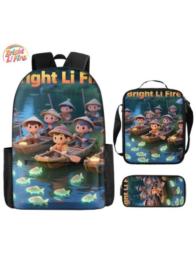 واضح من النار مجموعة من ثلاث قطع من حقائب الرسوم المتحركة، تتعامل بسهولة مع المناسبات المختلفة (الطلاب والأطفال ونزهات الأصدقاء وتسلق الجبال والدراسة وما إلى ذلك) | حقيبة ظهر + حقيبة محمولة باليد + حقيبة قرطاسية | هدايا الموسم المدرسي / العطلات - 71 - Image 1