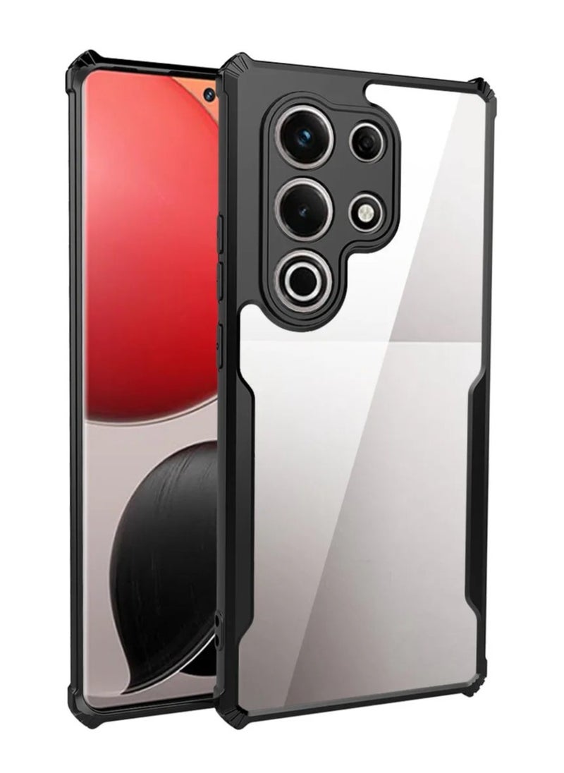 يوك - جراب لهاتف ITEL S25 Ultra، غطاء خلفي صلب، مضاد للخدش، محمي من السقوط/الخدش/بصمة الإصبع - أسود - Image 1