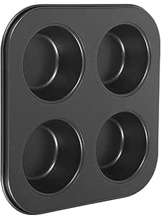 Non Stick 4 Cup Muffin Pan Oven Safe Black Cupcake Baking Tray Mold - Image 1