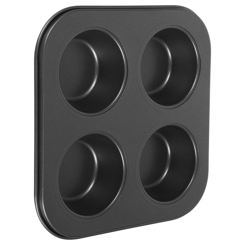 Non Stick 4 Cup Muffin Pan Oven Safe Black Cupcake Baking Tray Mold - Image 2