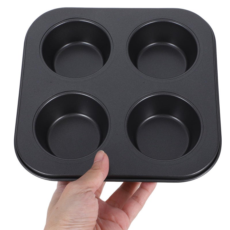 Non Stick 4 Cup Muffin Pan Oven Safe Black Cupcake Baking Tray Mold - Image 4