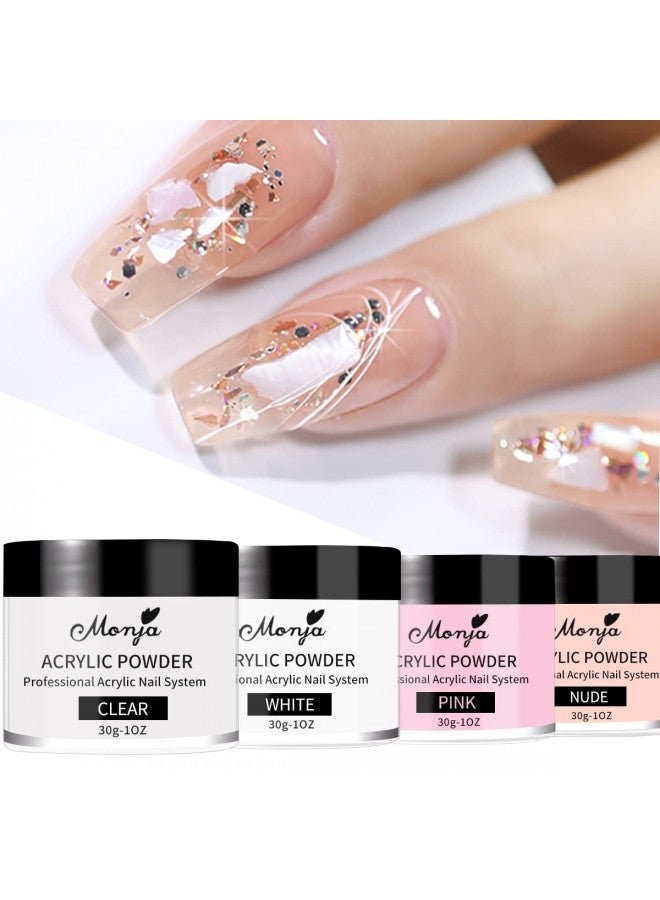 Monja Acrylic Powder - 4PCS 30g Professional Colored Acrylic Nail Powder for Acrylic Nails Extension 3D Nail Art Acrylic Polymer Powder Manicure Salon DIY No Need Nail Lamp - Image 3