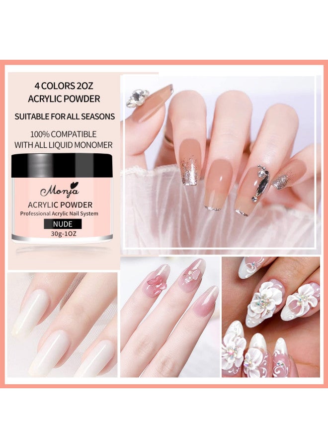 Monja Acrylic Powder - 4PCS 30g Professional Colored Acrylic Nail Powder for Acrylic Nails Extension 3D Nail Art Acrylic Polymer Powder Manicure Salon DIY No Need Nail Lamp - Image 4