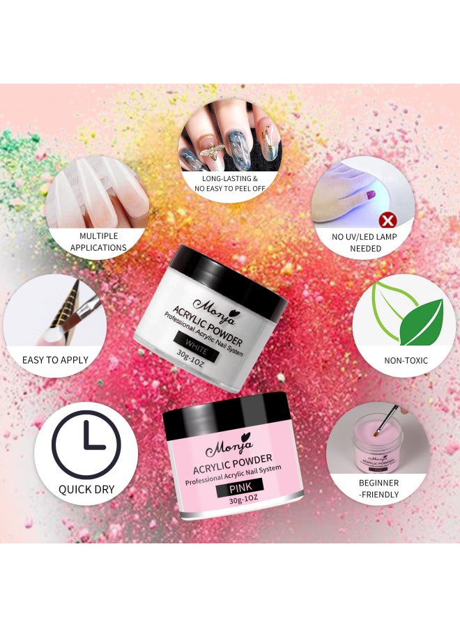 Monja Acrylic Powder - 4PCS 30g Professional Colored Acrylic Nail Powder for Acrylic Nails Extension 3D Nail Art Acrylic Polymer Powder Manicure Salon DIY No Need Nail Lamp - Image 5