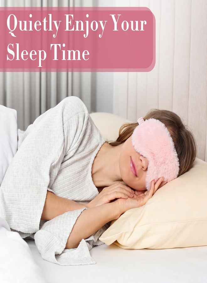 Bunnycool 12 Pcs Plush Sleep Eye Mask Bulk Soft Sleeping Blindfold Eye Cover Comfortable Furry Faux Fur Sleeping Mask for Women Gift Travel Nap Sleepover Party Supplies (Pink Series) - Image 3