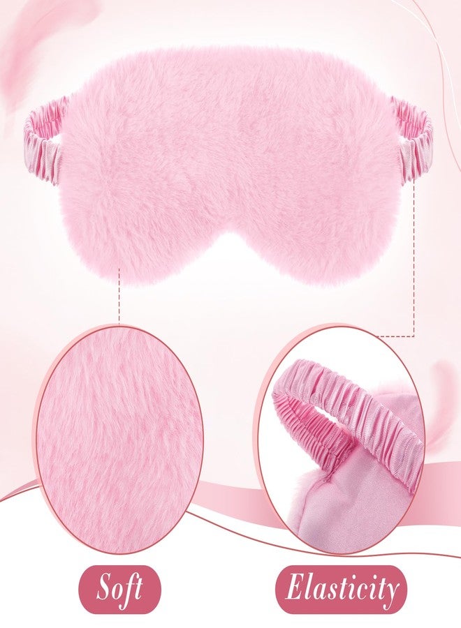Bunnycool 12 Pcs Plush Sleep Eye Mask Bulk Soft Sleeping Blindfold Eye Cover Comfortable Furry Faux Fur Sleeping Mask for Women Gift Travel Nap Sleepover Party Supplies (Pink Series) - Image 4