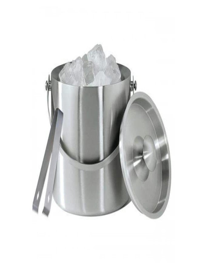 Proniks Double Wall Stainless Steel Plain Ice Bucket with Ice Tong 1.5 litres and 1litre Combo Ice Cold for 6 h with Handle, bar Tools for Home bar Accessories, Mini bar - Image 3