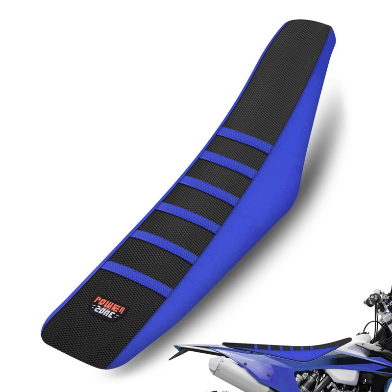 sawrain Dirt Bike Seat Cover Universal Ribbed Gripper Pit Bike Seat Cover for Motorcycle Enduor Motocross BlueBlack
