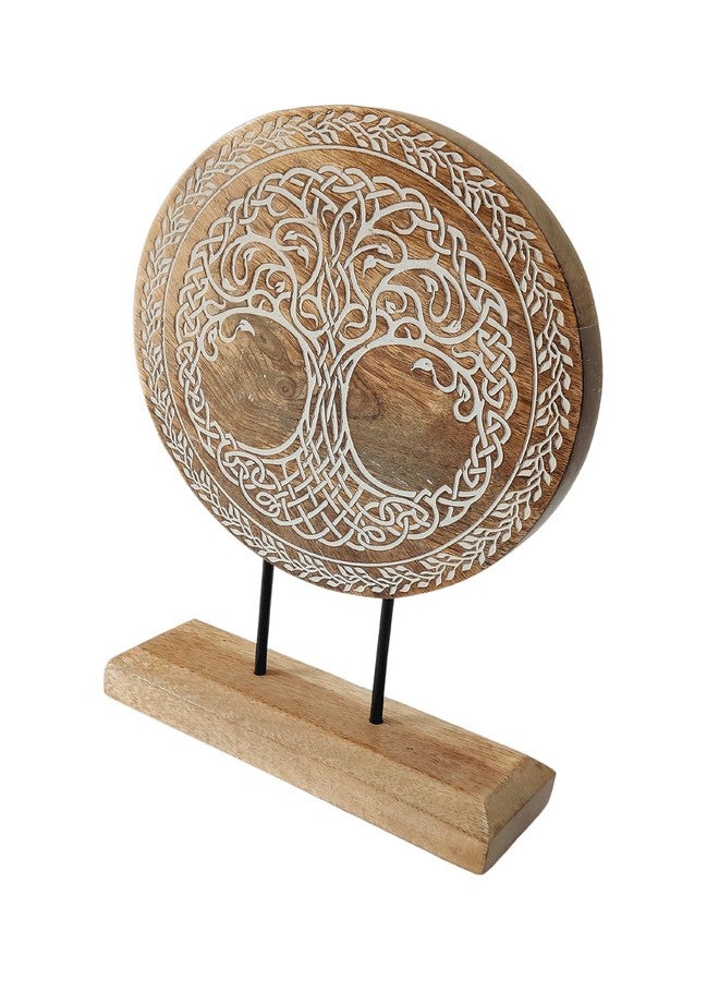 VANIYA CRAFTS® منحوتة خشبية يدوية الصنع على شكل شجرة الحياة، قطعة ديكور طاولة، تمثال ديكور منزلي لغرفة المعيشة، غرفة النوم، سطح المكتب، الخزائن، ديكور الرفوف (أبيض طبيعي) - Image 3