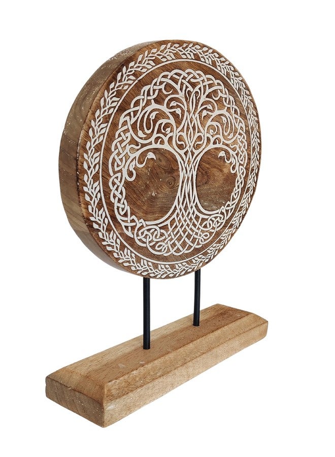 VANIYA CRAFTS® منحوتة خشبية يدوية الصنع على شكل شجرة الحياة، قطعة ديكور طاولة، تمثال ديكور منزلي لغرفة المعيشة، غرفة النوم، سطح المكتب، الخزائن، ديكور الرفوف (أبيض طبيعي) - Image 2