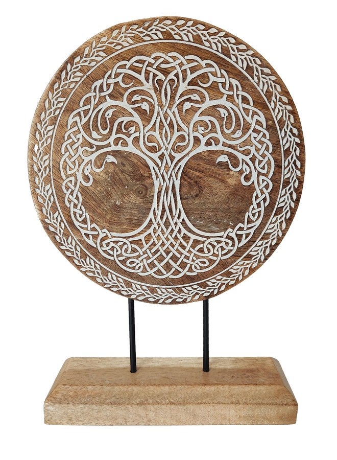 VANIYA CRAFTS® منحوتة خشبية يدوية الصنع على شكل شجرة الحياة، قطعة ديكور طاولة، تمثال ديكور منزلي لغرفة المعيشة، غرفة النوم، سطح المكتب، الخزائن، ديكور الرفوف (أبيض طبيعي) - Image 1
